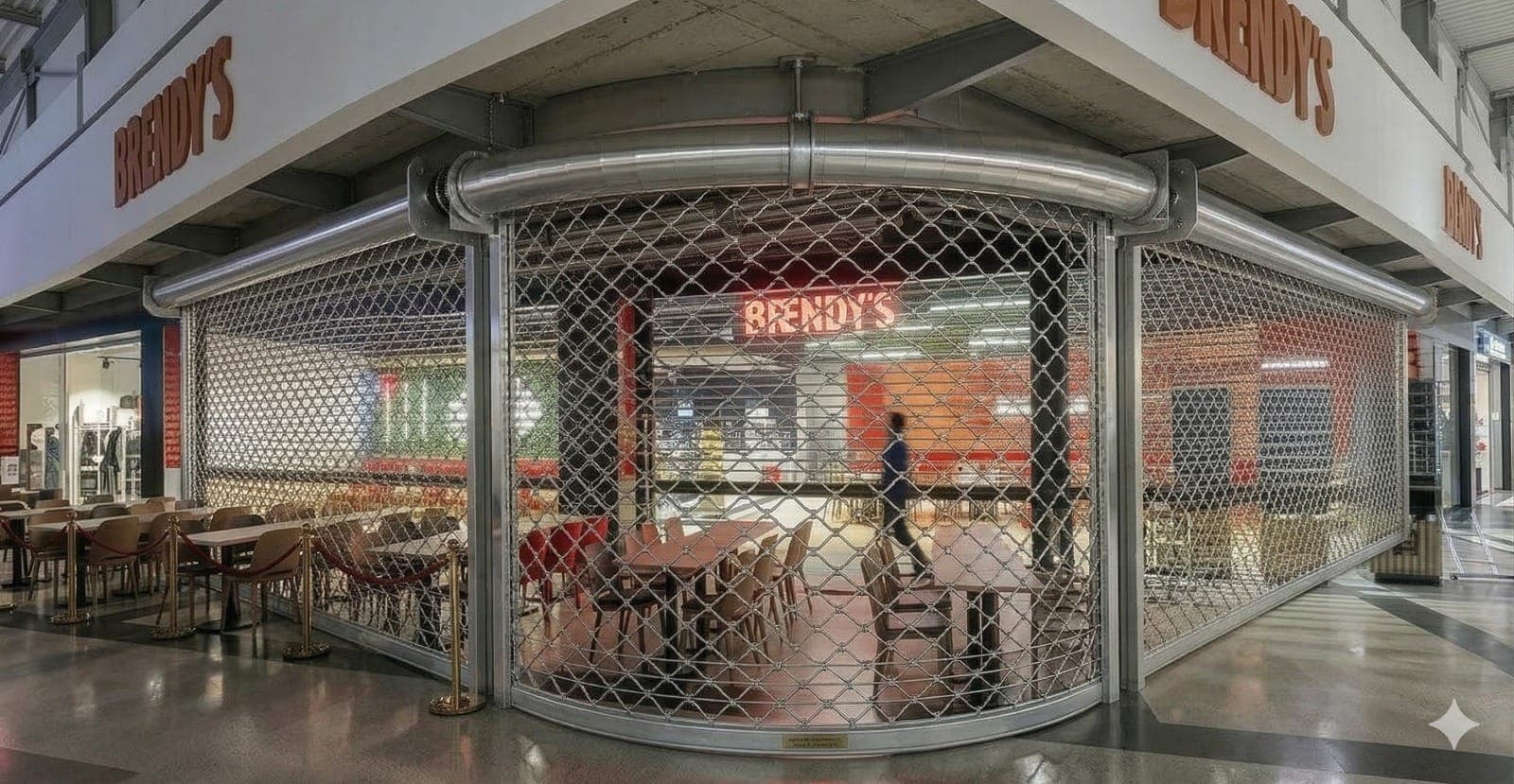 grille extensible Cobra mailles acier galvanisé anti-effraction galerie marchande Paris