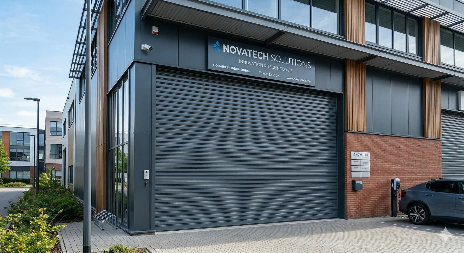 Rideau métallique en lames pleines — installation Shasama Fermeture Paris