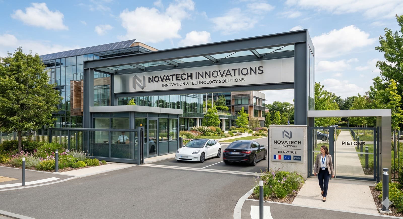 portail industriel coulissant acier galvanisé motorisation FAAC contrôle accès site logistique Paris