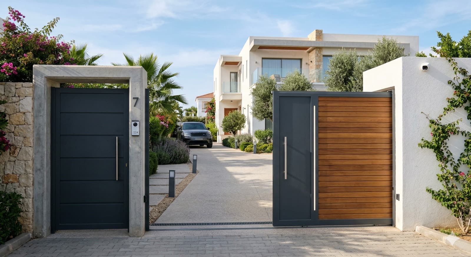 portail résidentiel motorisé aluminium sur mesure SOMFY couleurs RAL Paris Île-de-France