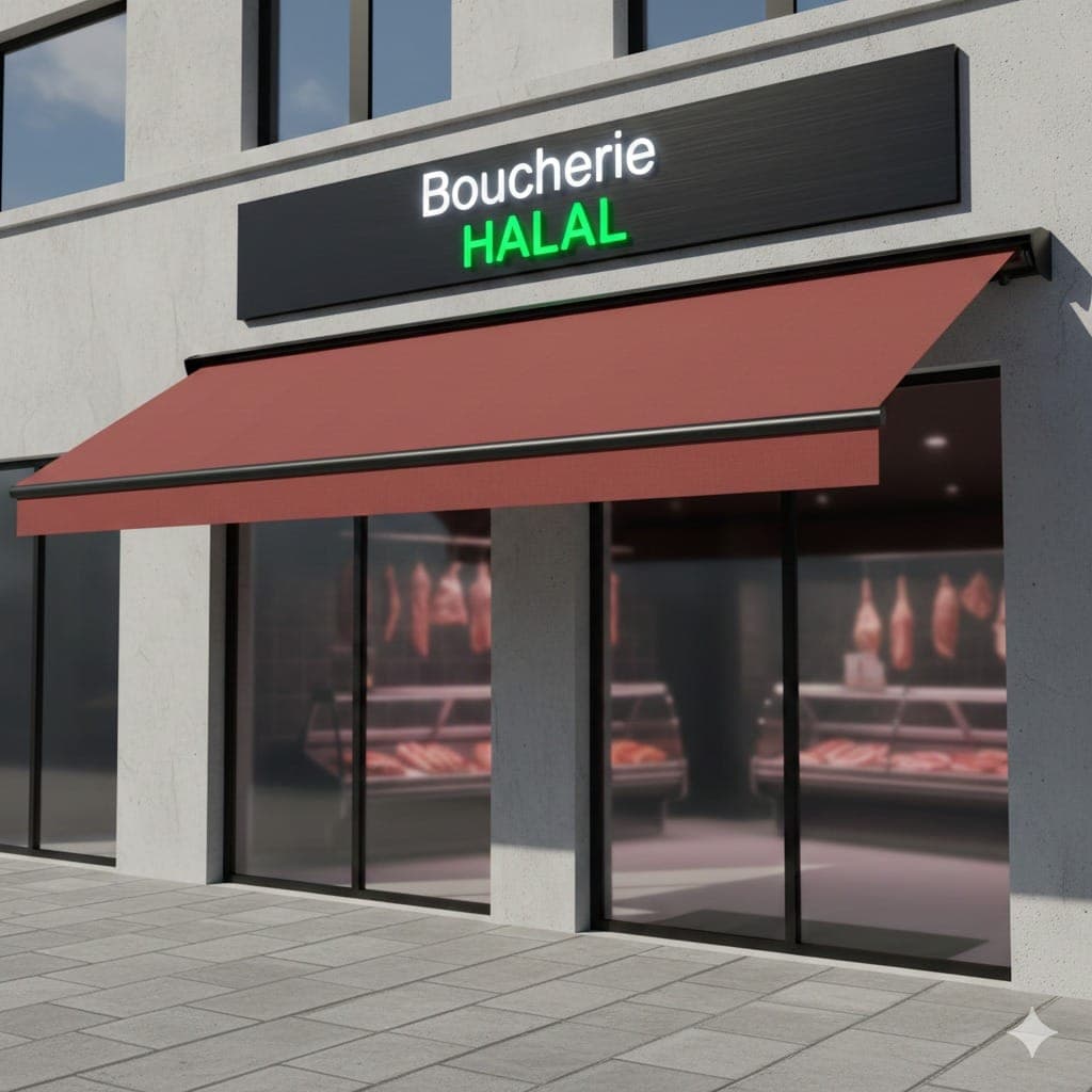 store banne motorisé toile acrylique SOMFY protection UV 95% terrasse commerce Paris